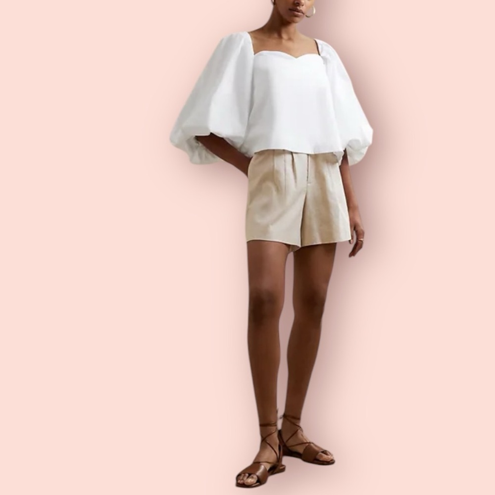 BANANA REPUBLIC White Puff Sleeve Blouse